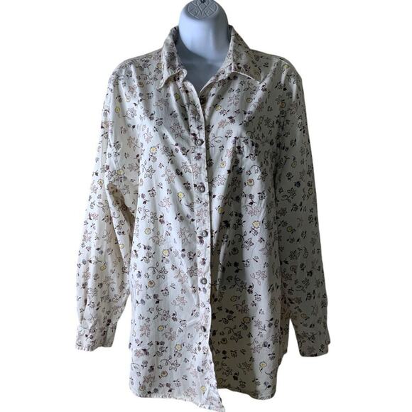 Riders Authentic Jeanswear Shirt Womens XL Long Sleeve Chest Pocket Floral AOP - Picture 3 of 6